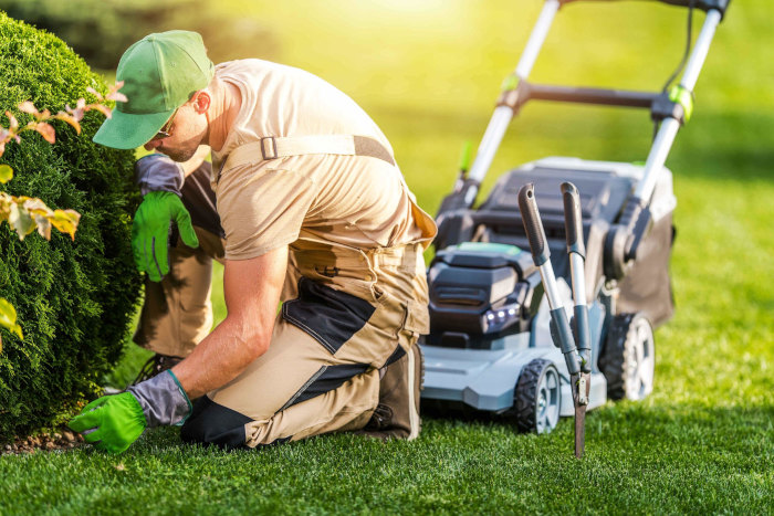 Gardener Mowing